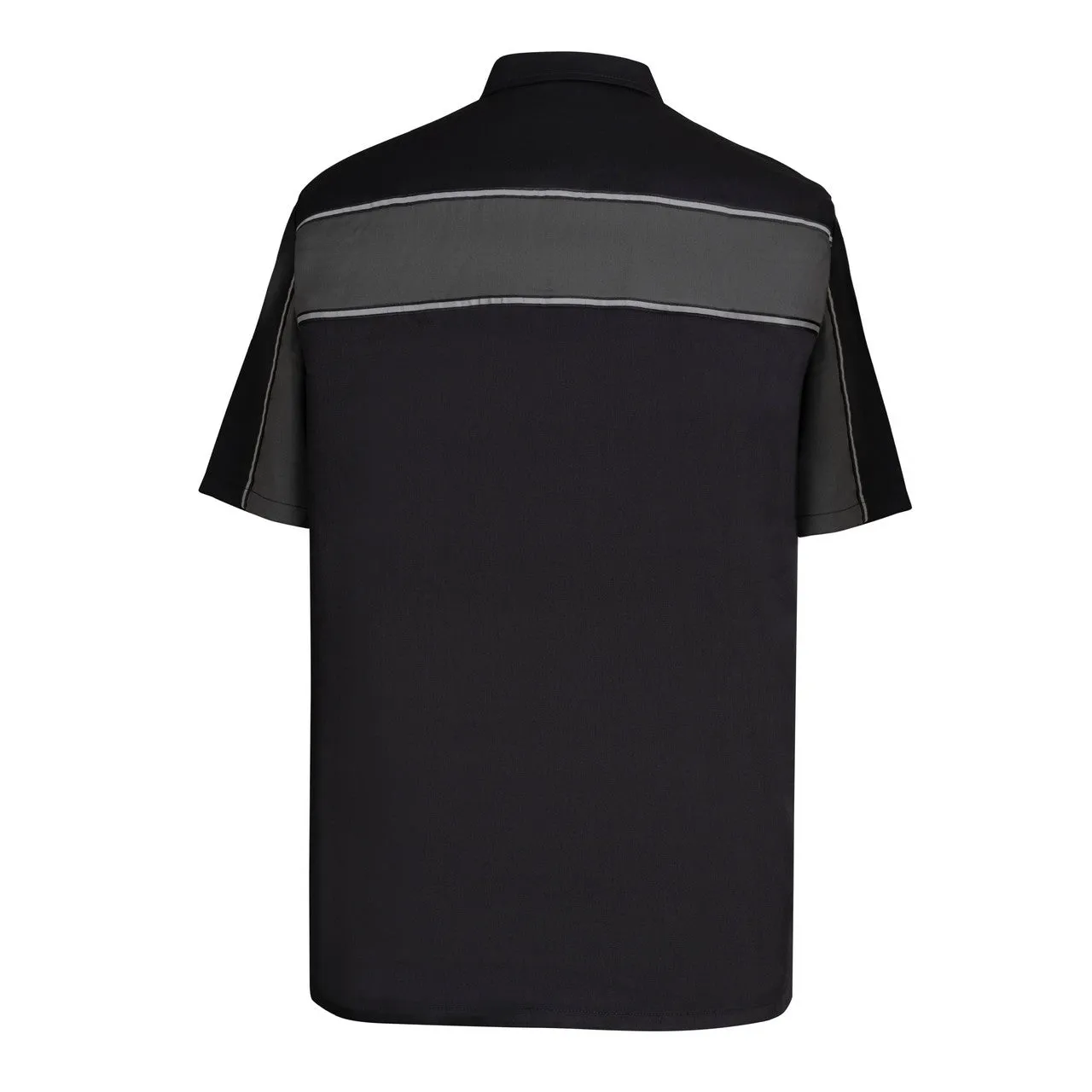 Vance Leather Men's Black Grey Short Sleeve Button Down Two Pockets Soft Casual Shirt
