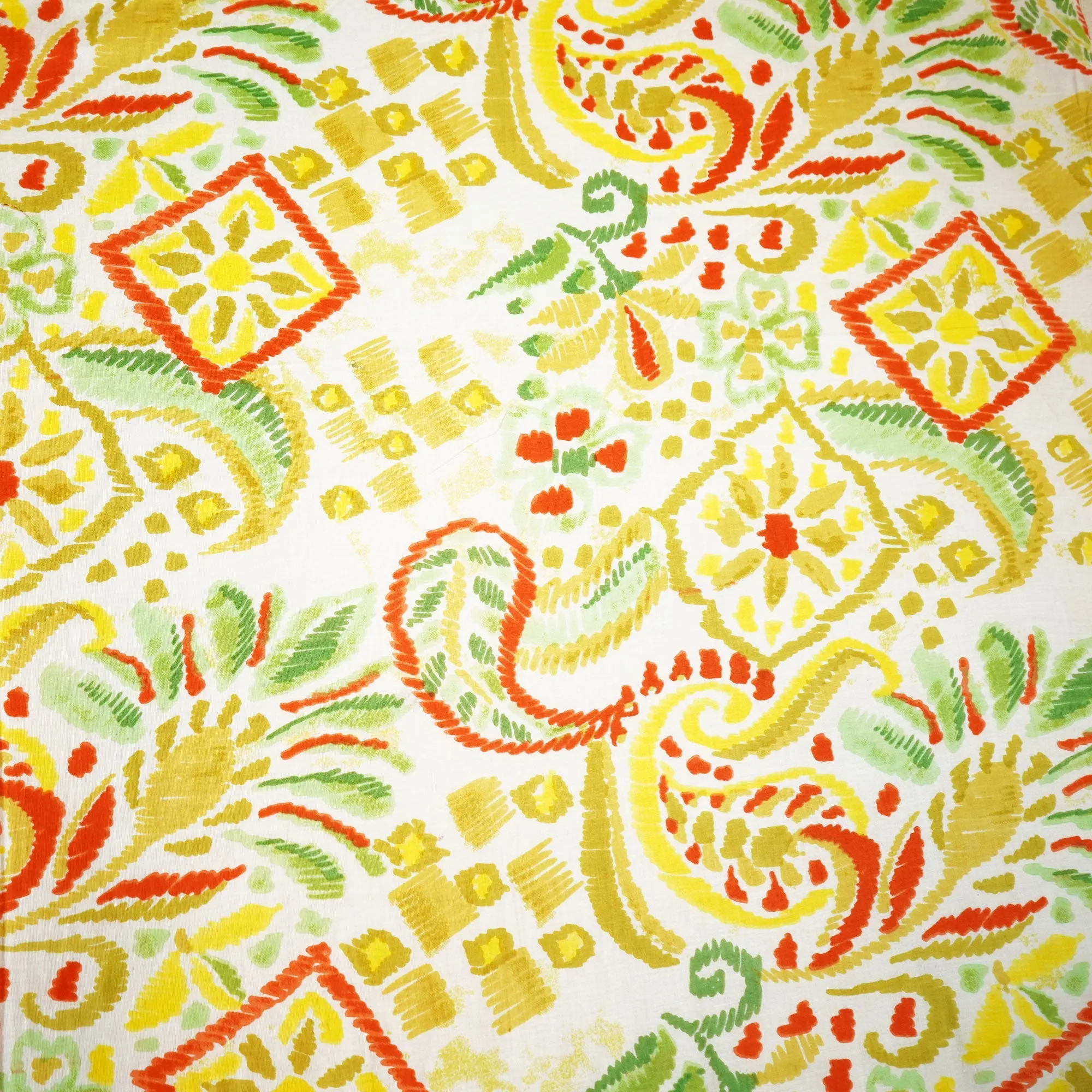 White Abstract Print Cotton Fabric MFL-23624