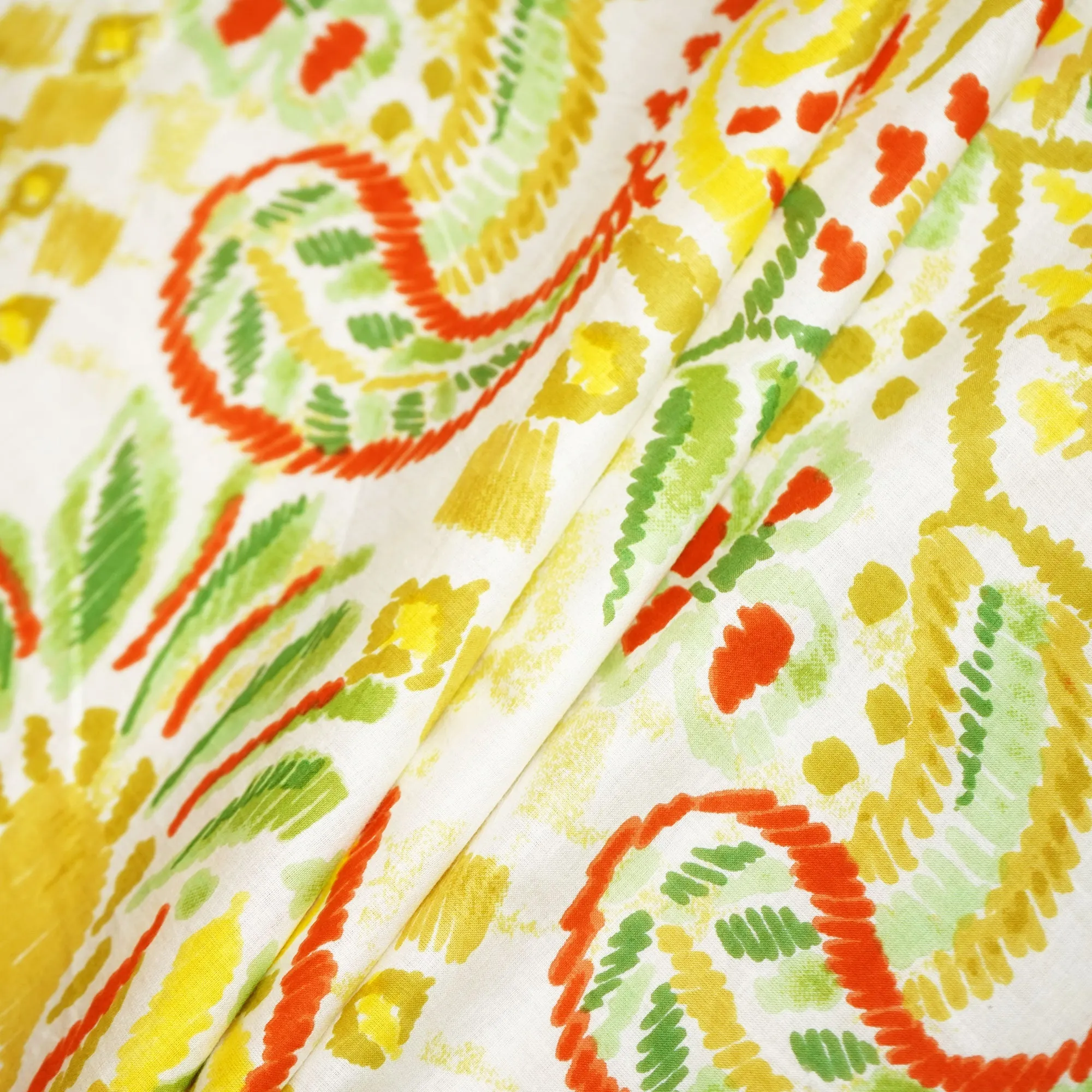White Abstract Print Cotton Fabric MFL-23624
