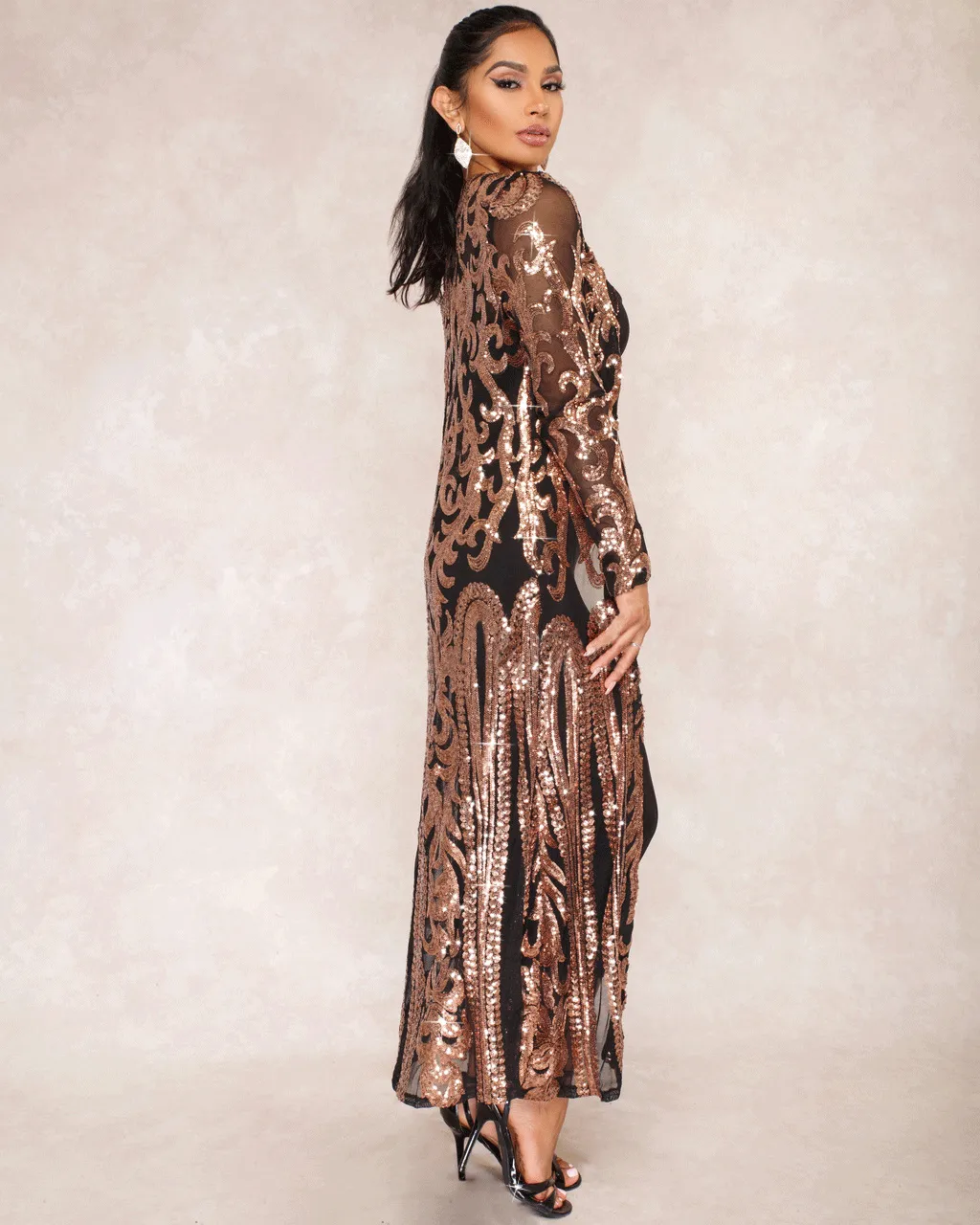 Women Fashion Sequin Coat Female Stylish Long Sleeve Autumn See-Through Outwear Sexy High Quality Ladies Mesh Long Cardigan