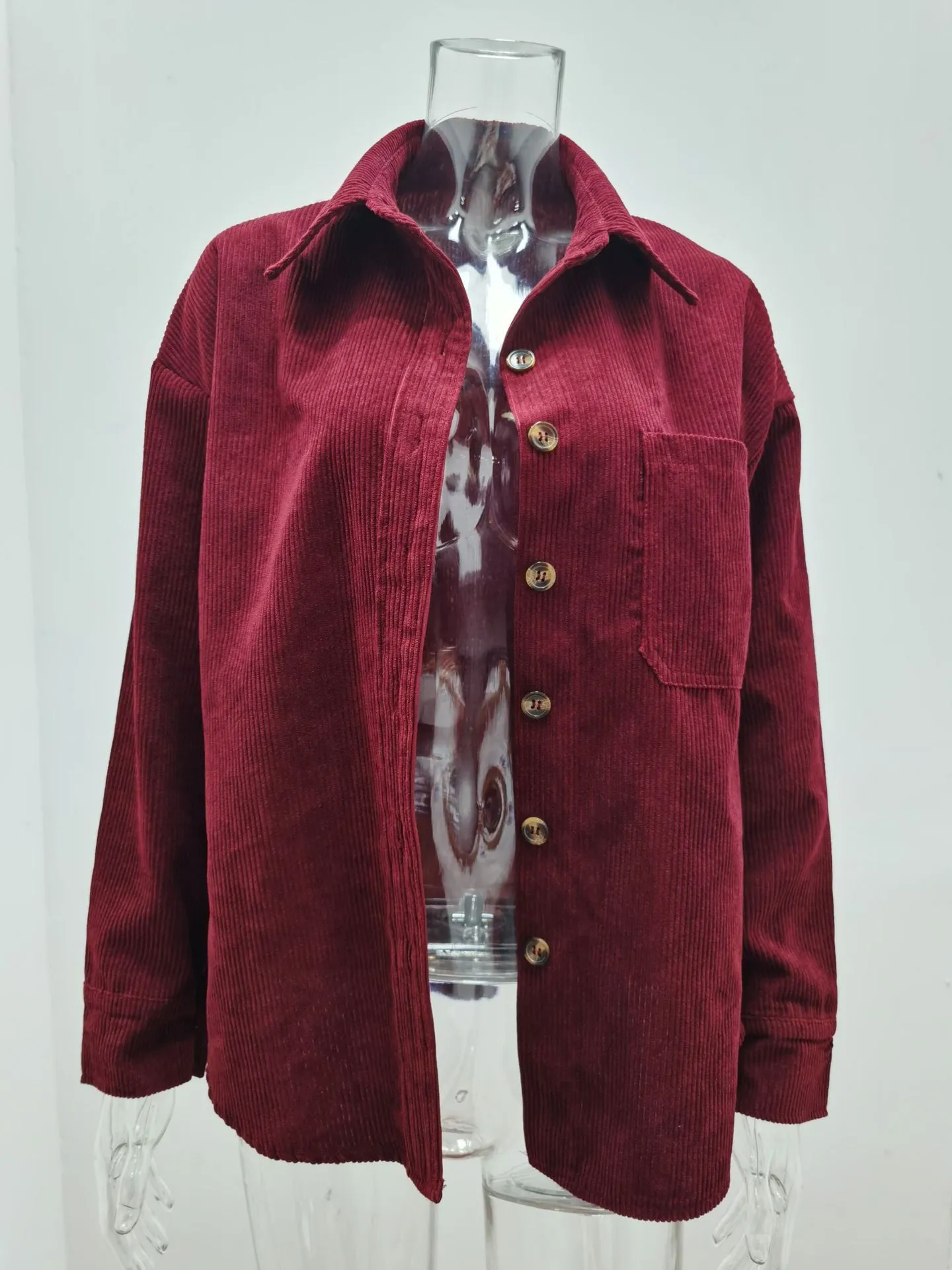 Womens Corduroy Shirts Casual Long Sleeve Button Down Blouses Tops