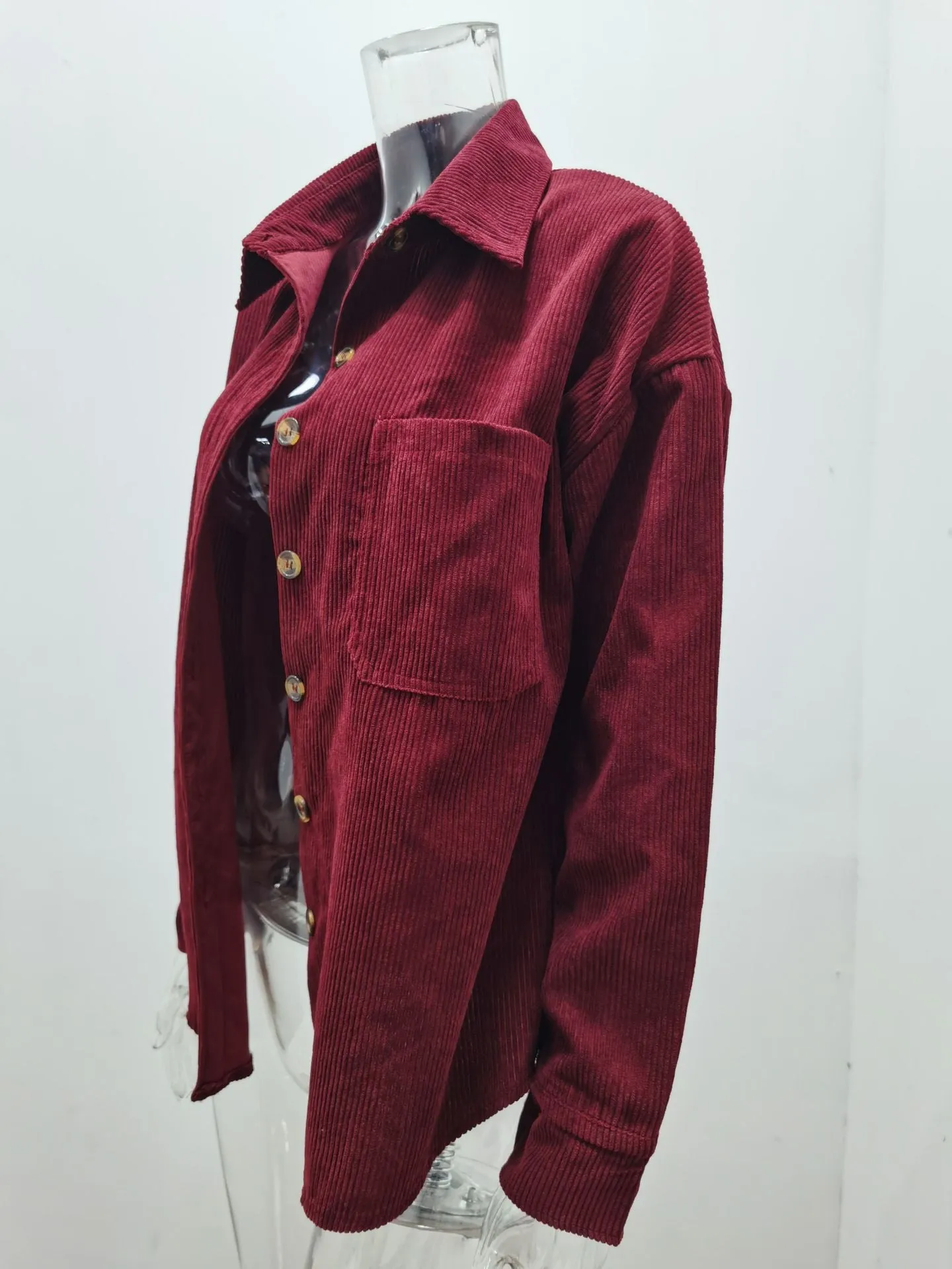 Womens Corduroy Shirts Casual Long Sleeve Button Down Blouses Tops