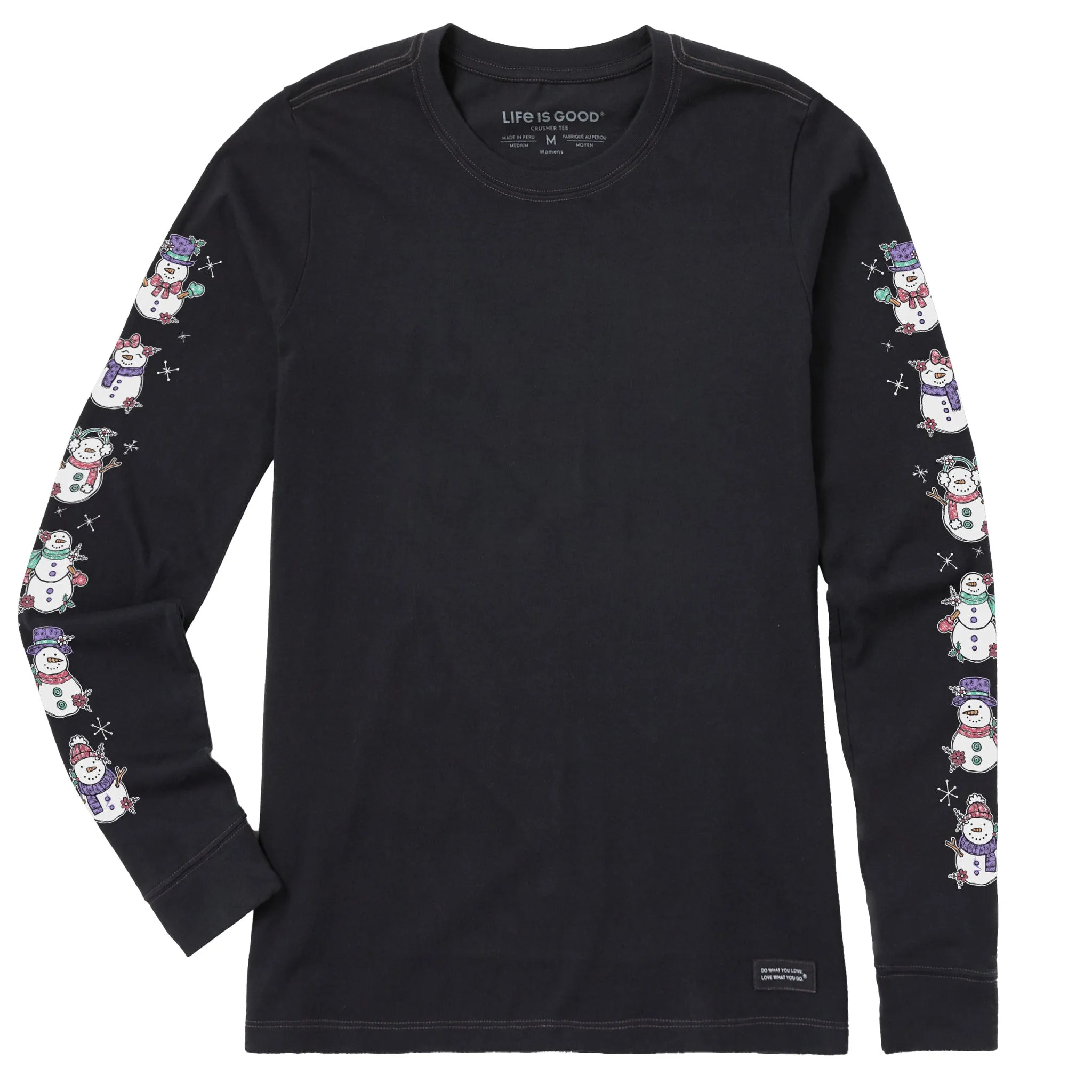 Women's Cute Snowmen Long Sleeve Crusher Tee