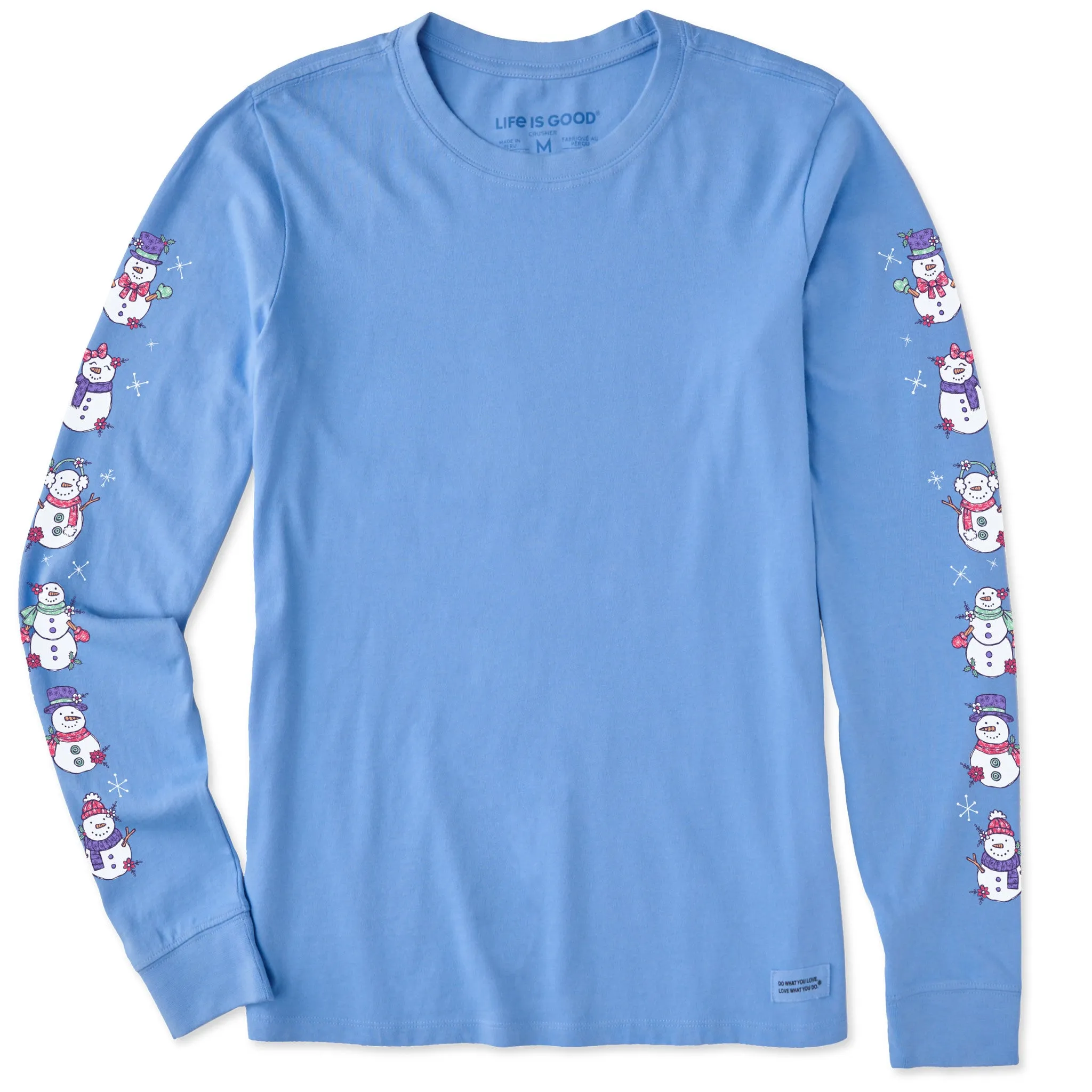 Women's Cute Snowmen Long Sleeve Crusher Tee