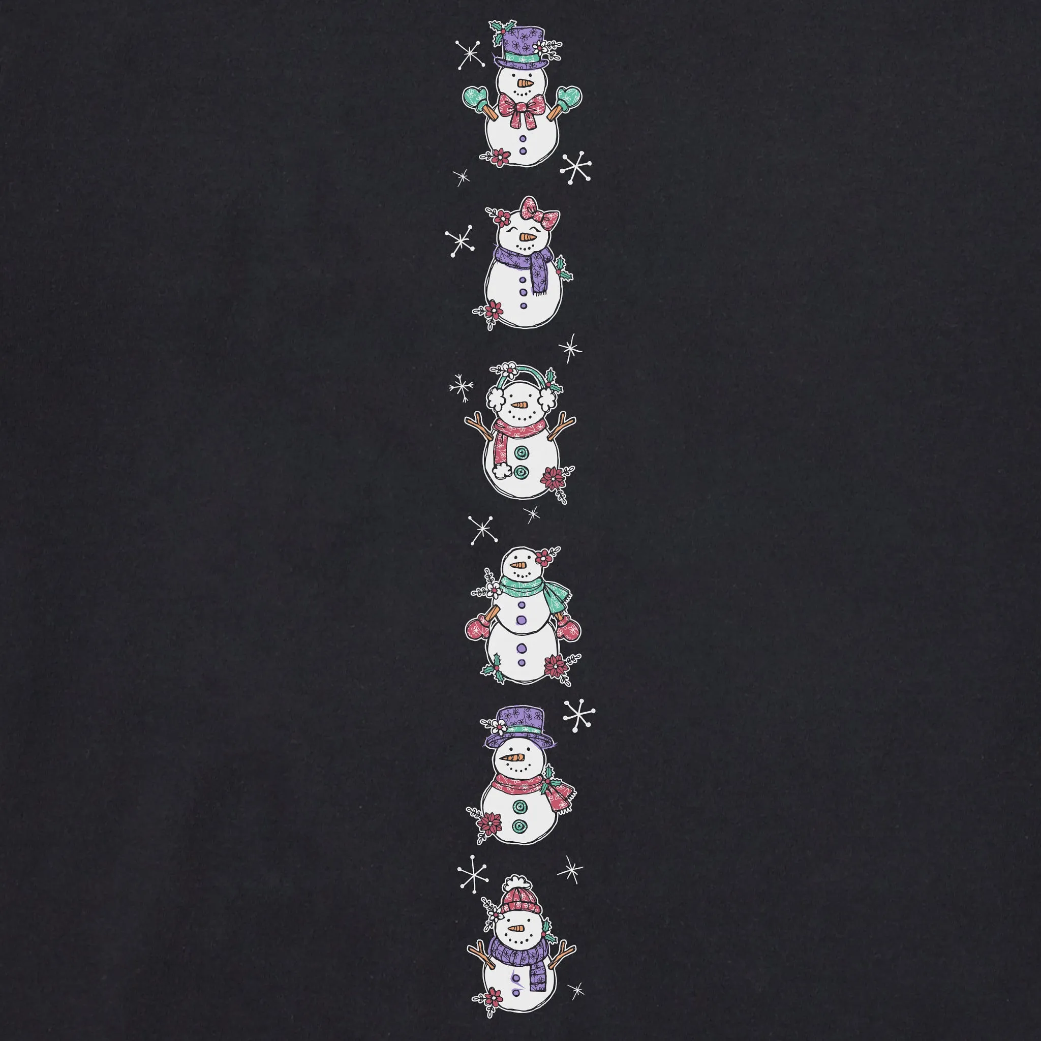 Women's Cute Snowmen Long Sleeve Crusher Tee