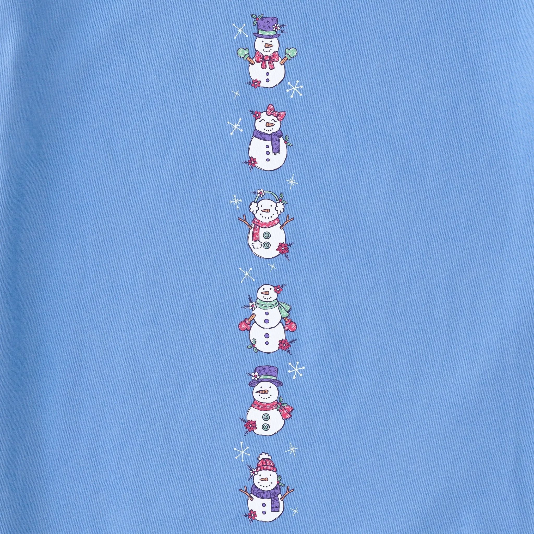 Women's Cute Snowmen Long Sleeve Crusher Tee