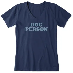 Women's Dog Person Text Short Sleeve Vee