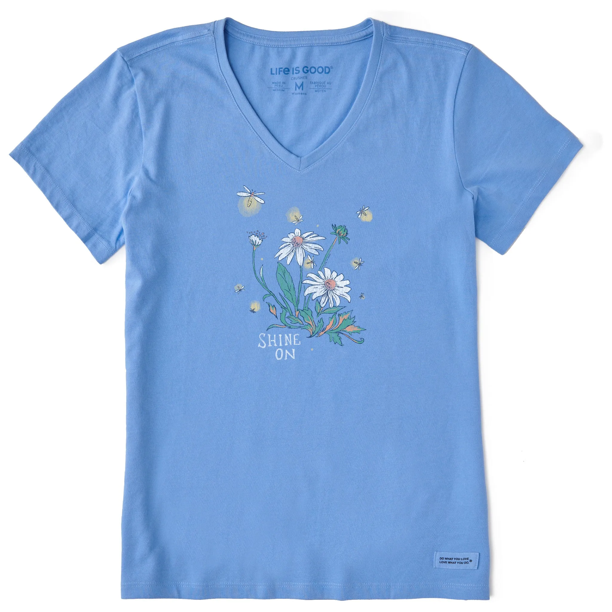 Women's Dreamy Shine On Daisies Short Sleeve Crusher Vee