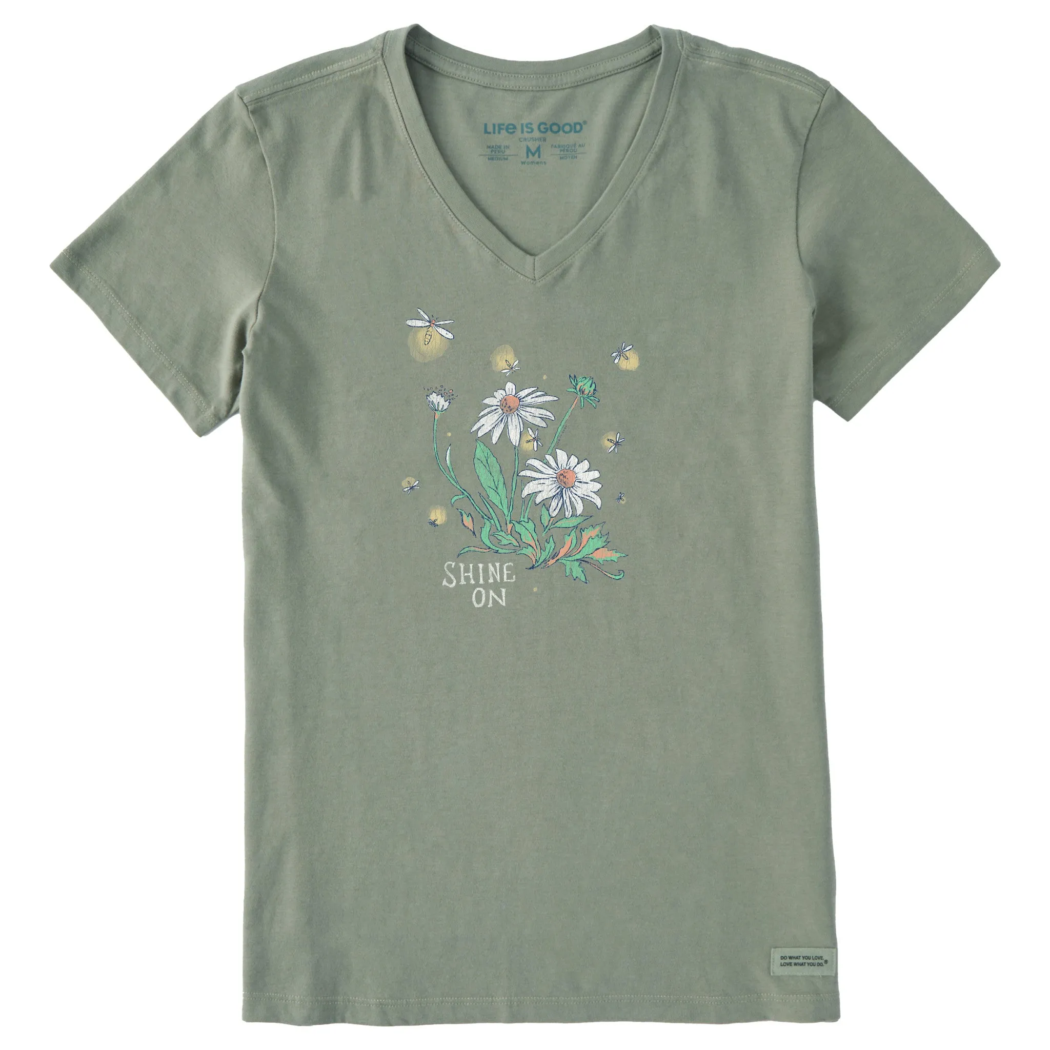 Women's Dreamy Shine On Daisies Short Sleeve Crusher Vee