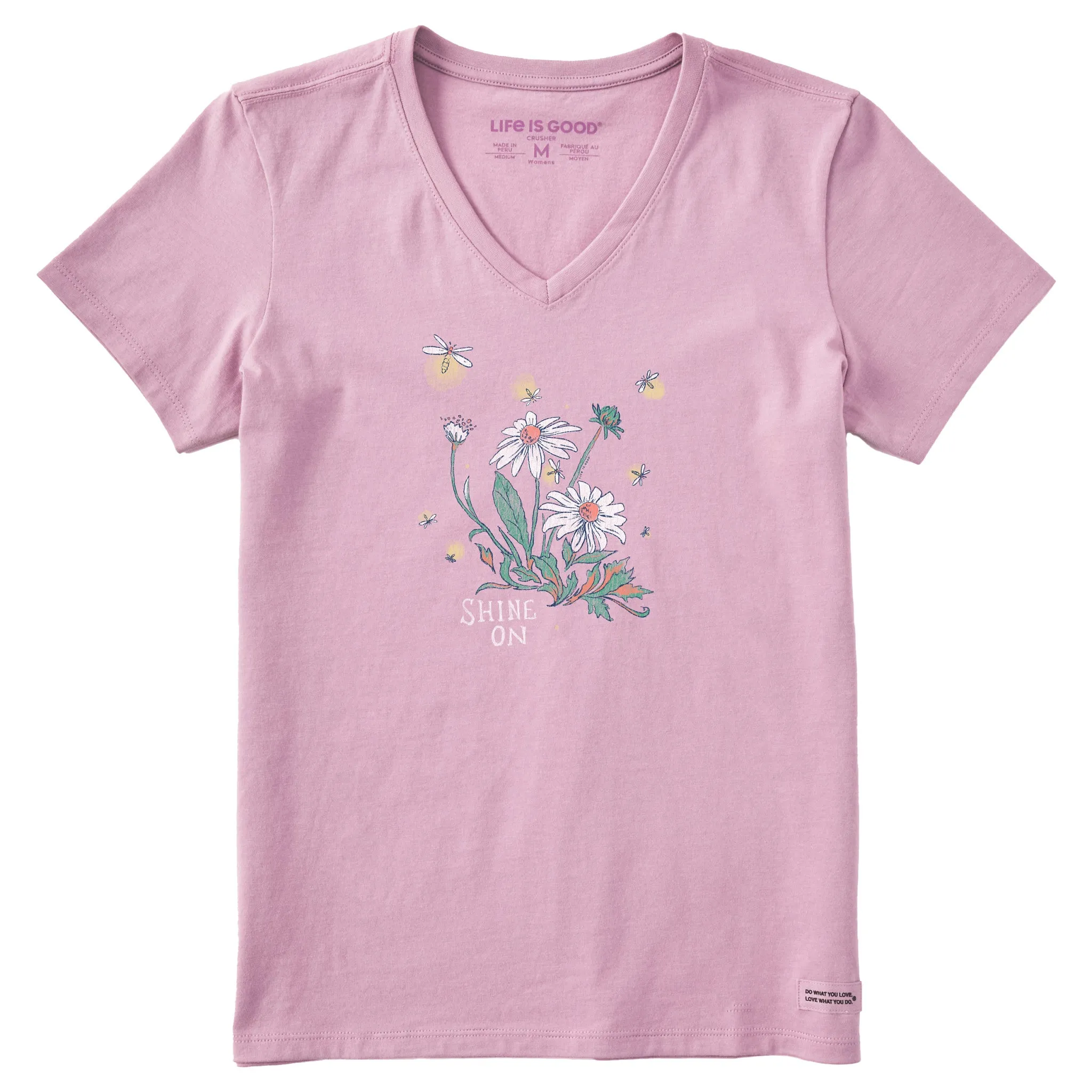 Women's Dreamy Shine On Daisies Short Sleeve Crusher Vee