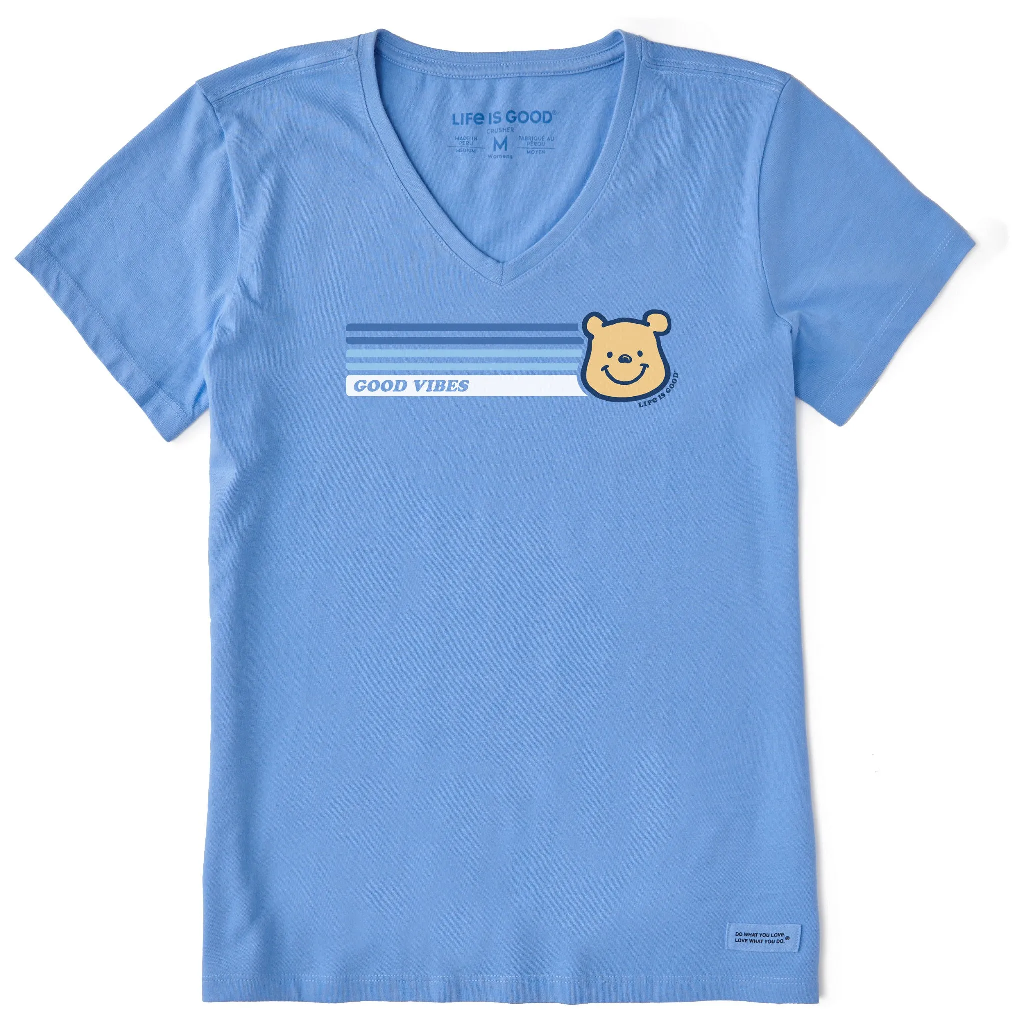 Women's Good Vibes Winnie Stripes Short Sleeve Vee