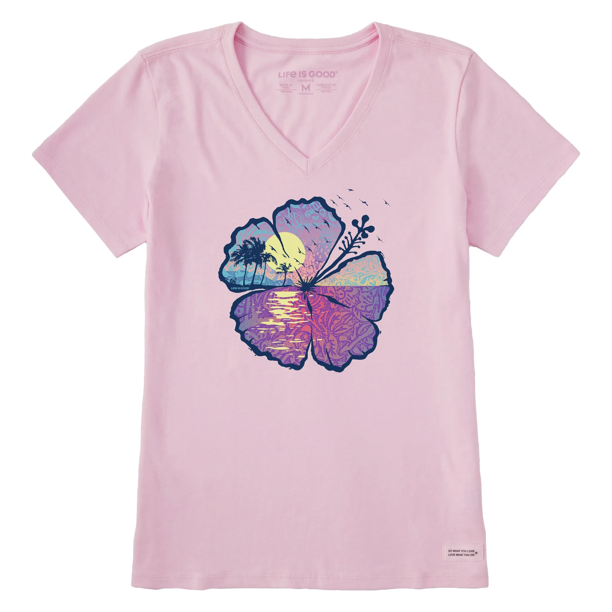 Women's Hibiscus-scape Short Sleeve Vee