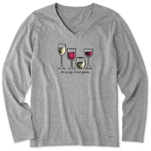Women's I Need Wine Glasses Long Sleeve Crusher Vee