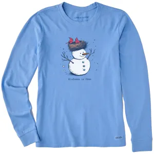 Women's Kindness is Free Snowman Long Sleeve Crusher Tee