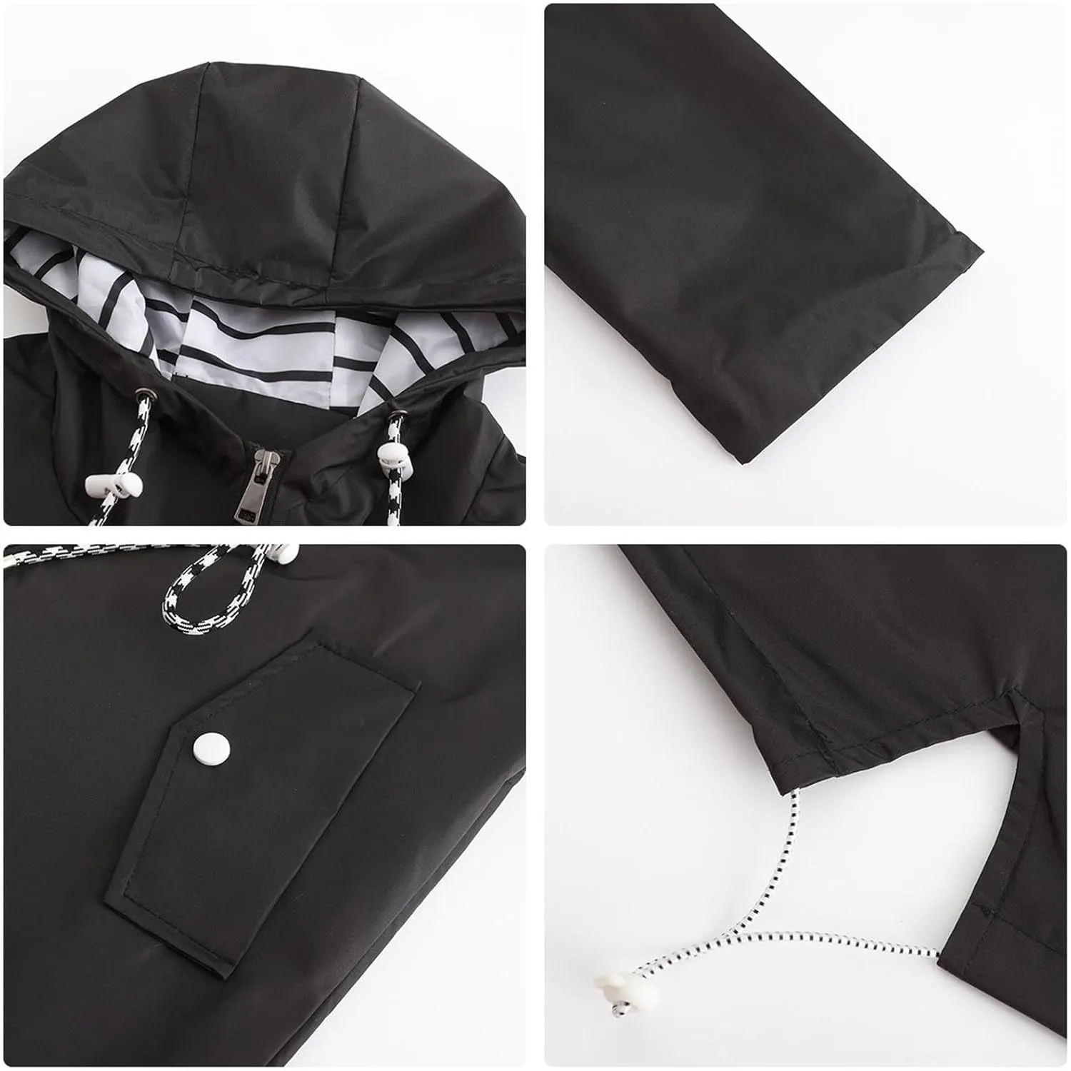 Women's Lightweight Hooded Waterproof Jacket Long Sleeve Oversized Outdoor Windbreaker Mid-Length Hooded Rain Coat