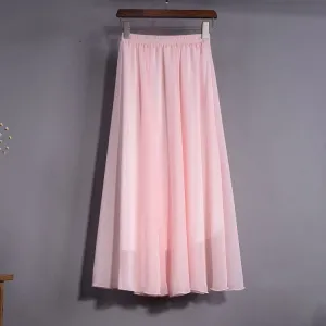 Women's maxi skirt two layer boho high waist skirt
