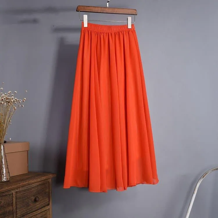 Women's maxi skirt two layer boho high waist skirt