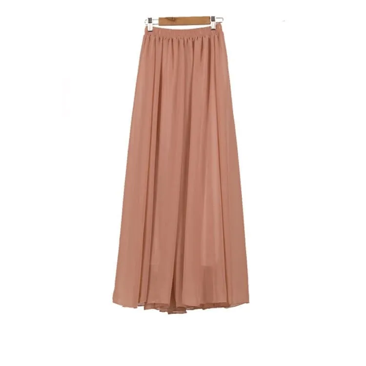 Women's maxi skirt two layer boho high waist skirt