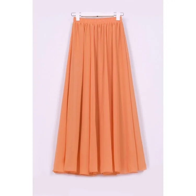 Women's maxi skirt two layer boho high waist skirt