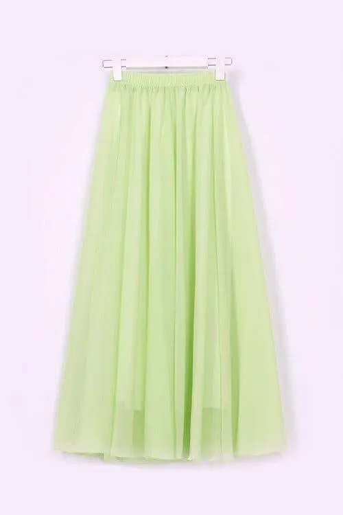 Women's maxi skirt two layer boho high waist skirt