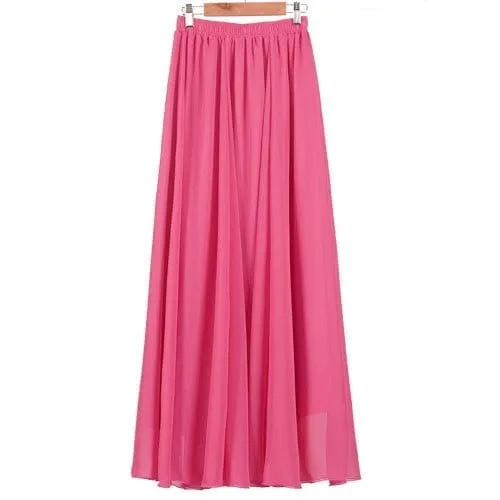 Women's maxi skirt two layer boho high waist skirt