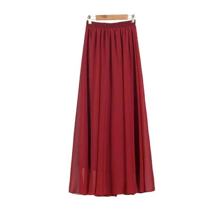 Women's maxi skirt two layer boho high waist skirt