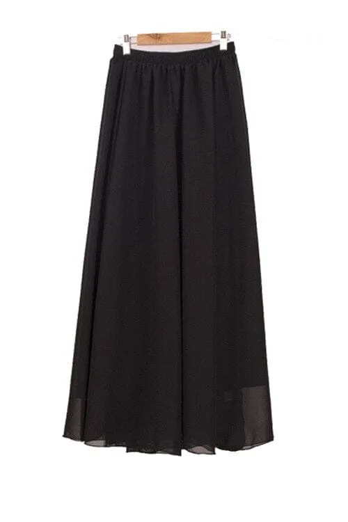 Women's maxi skirt two layer boho high waist skirt