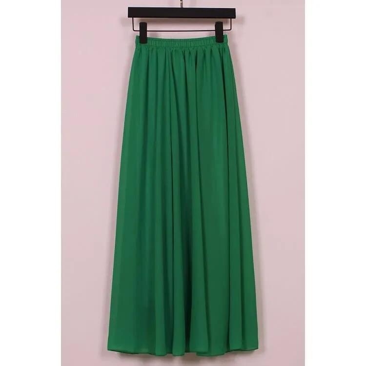 Women's maxi skirt two layer boho high waist skirt