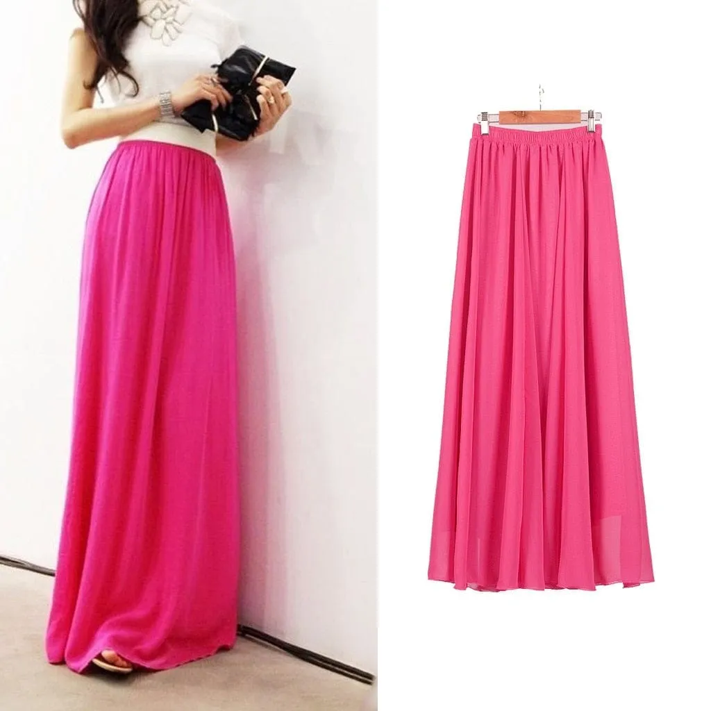 Women's maxi skirt two layer boho high waist skirt