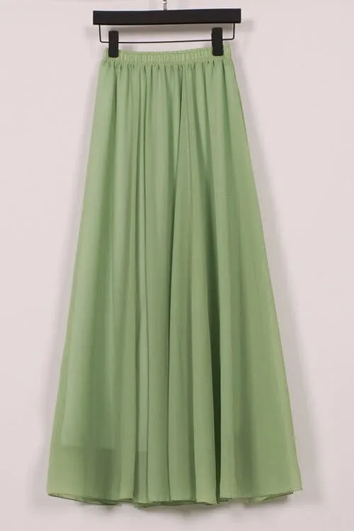 Women's maxi skirt two layer boho high waist skirt