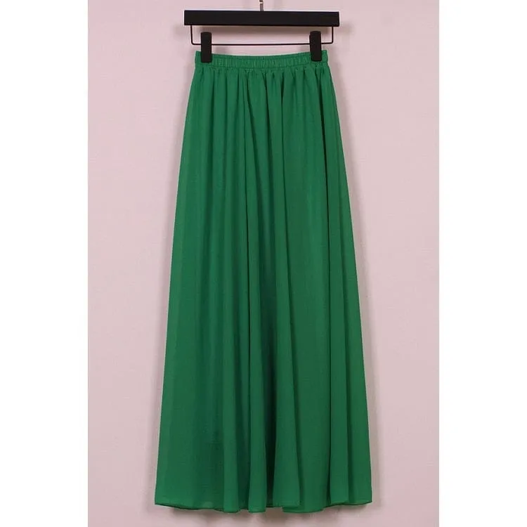 Women's maxi skirt two layer boho high waist skirt