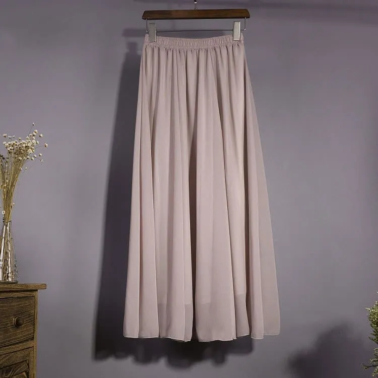 Women's maxi skirt two layer boho high waist skirt
