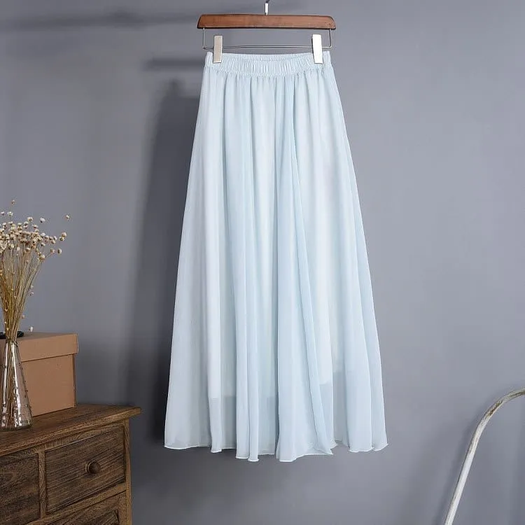 Women's maxi skirt two layer boho high waist skirt