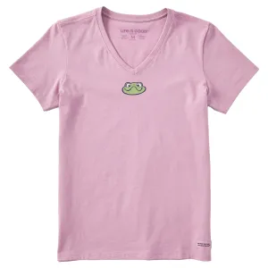Women's Mini Frog Face Short Sleeve Crusher Vee