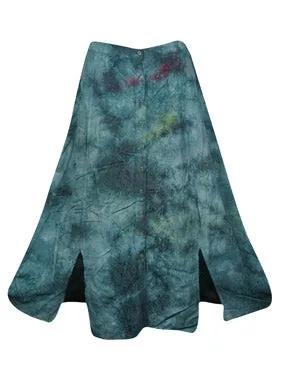 Womens Renaissance Faire Skirt, Tie Dye Button Down Long Skirts S/M/L