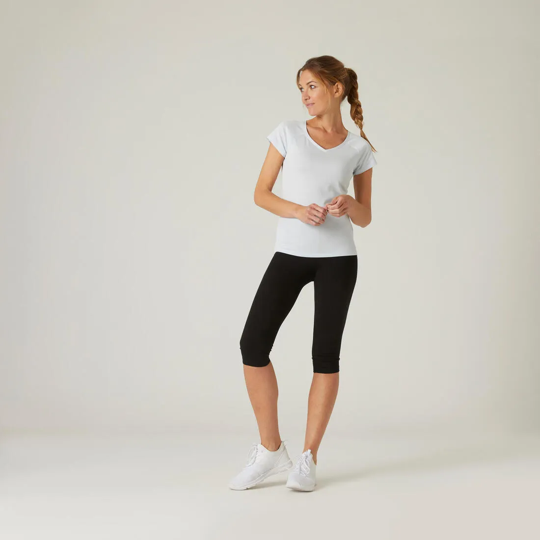 Women's Slim-Fit Fitness Cropped Bottoms 500