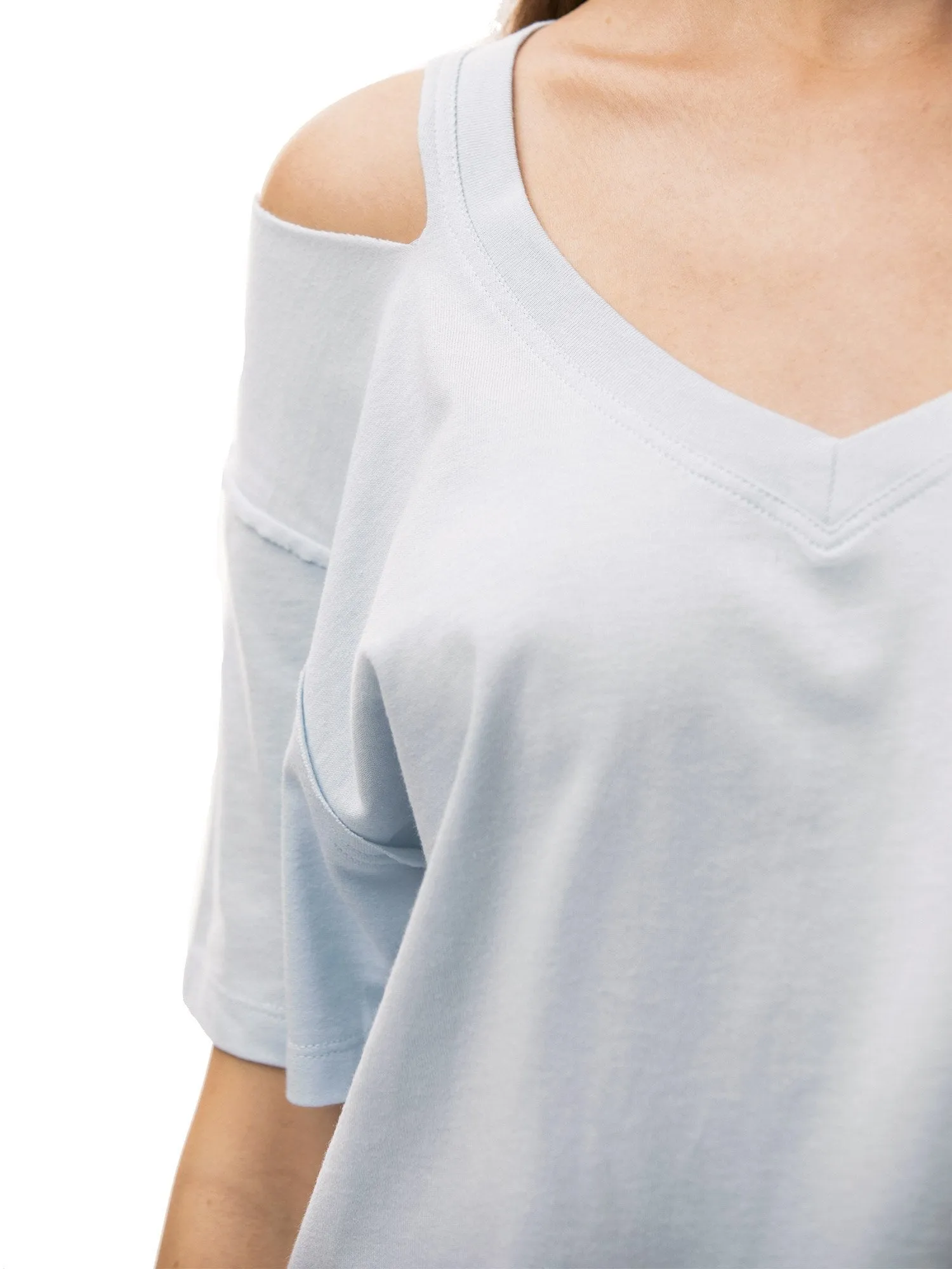Womens V Neck T Shirts Loose Fitting Short Sleeve Cotton Cold Shoulder Casual Tops