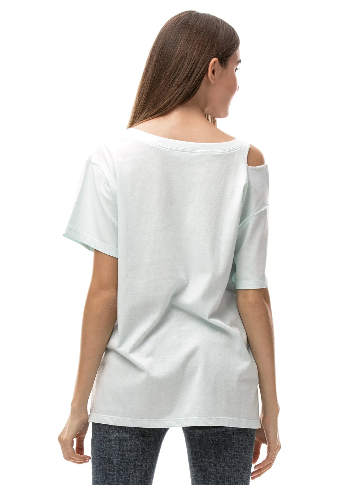 Womens V Neck T Shirts Loose Fitting Short Sleeve Cotton Cold Shoulder Casual Tops