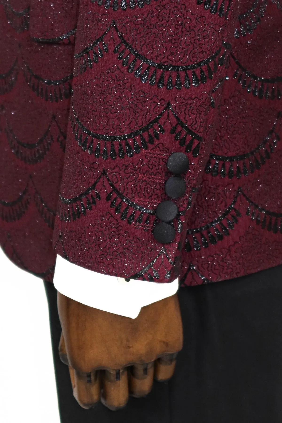 WSS Patterned Slim Fit Burgundy Men Prom Blazer  - Singen